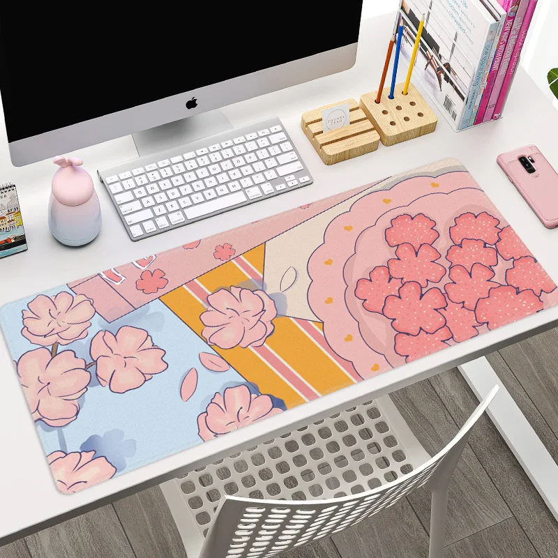 

Large Anime Pink Mousepad Gamer Cute Kawaii XXL Gaming Mouse Pad Rubber Otaku Locking Edge Big Fashion Laptop Notebook Desk Mat