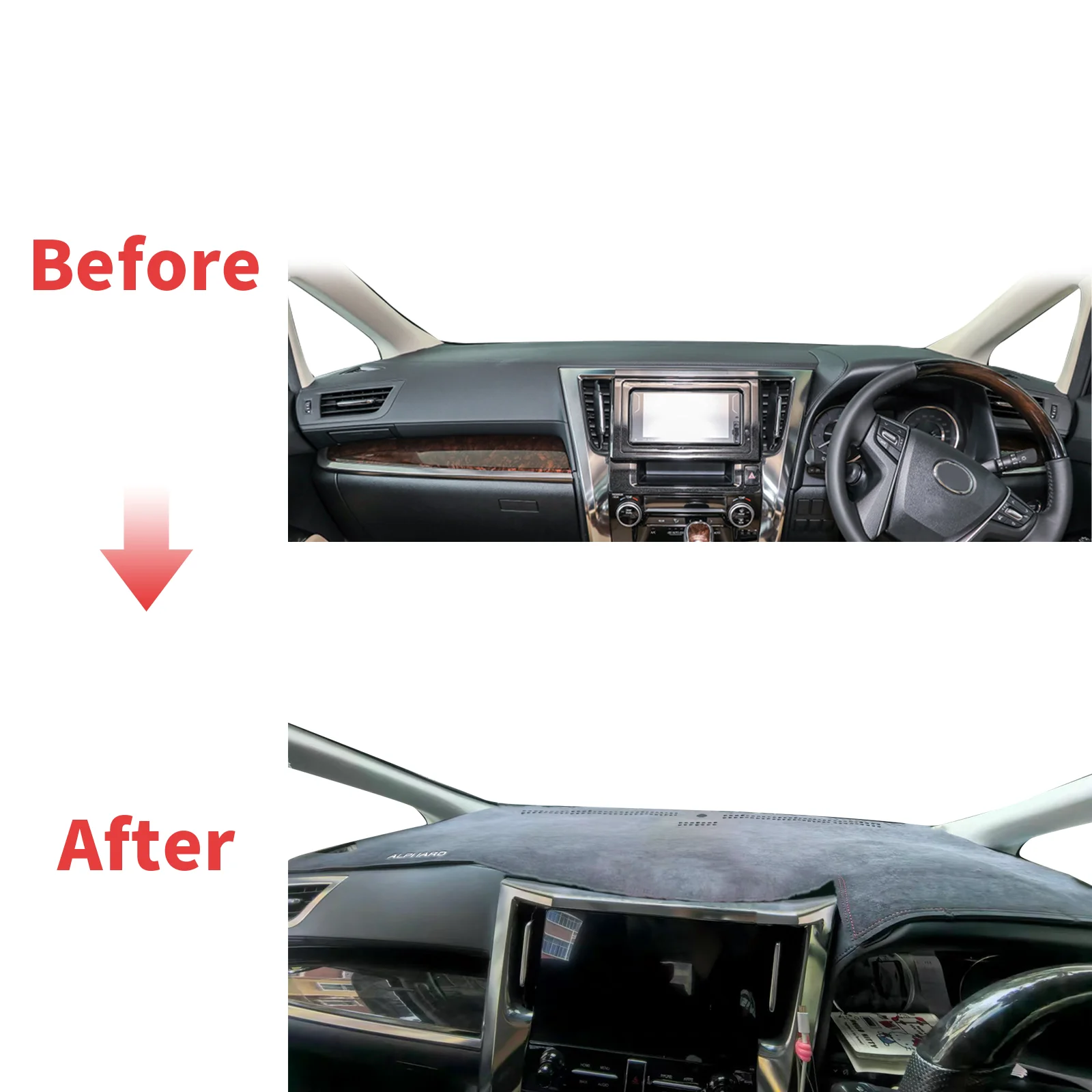 يصلح لتويوتا ألارد Vellfire 30 AH30 2015-2020 RHD Dashmat اكسسوارات غطاء لوحة القيادة وسادة DashMat ظلة السجاد الواقي #2