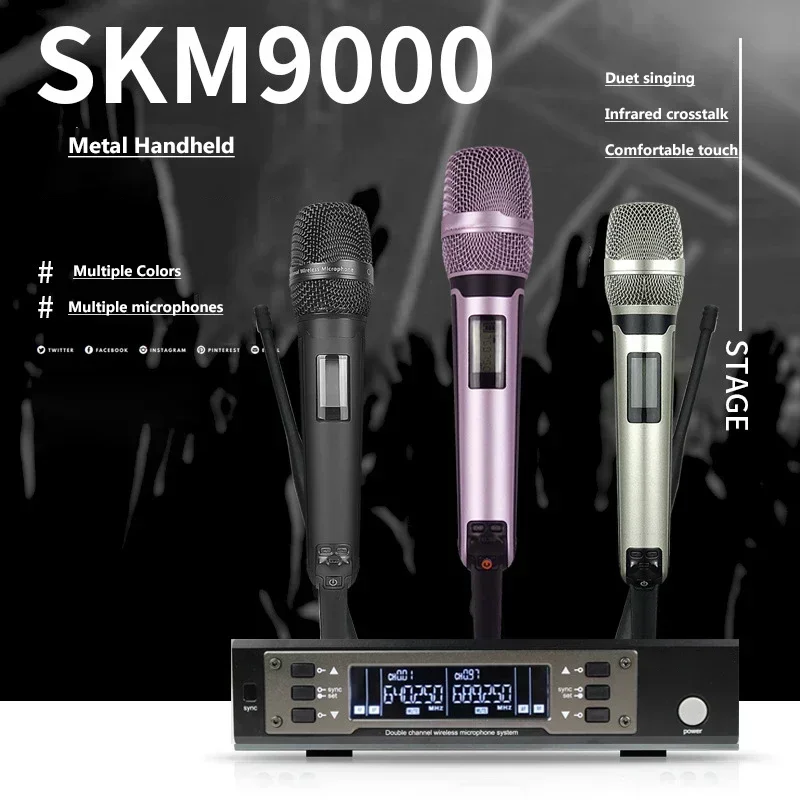 EW135G4 UHF Dual Channels Profession Wireless Microphone System Stage Performance Dynamic Long Distance Handheld Karaoke Mic