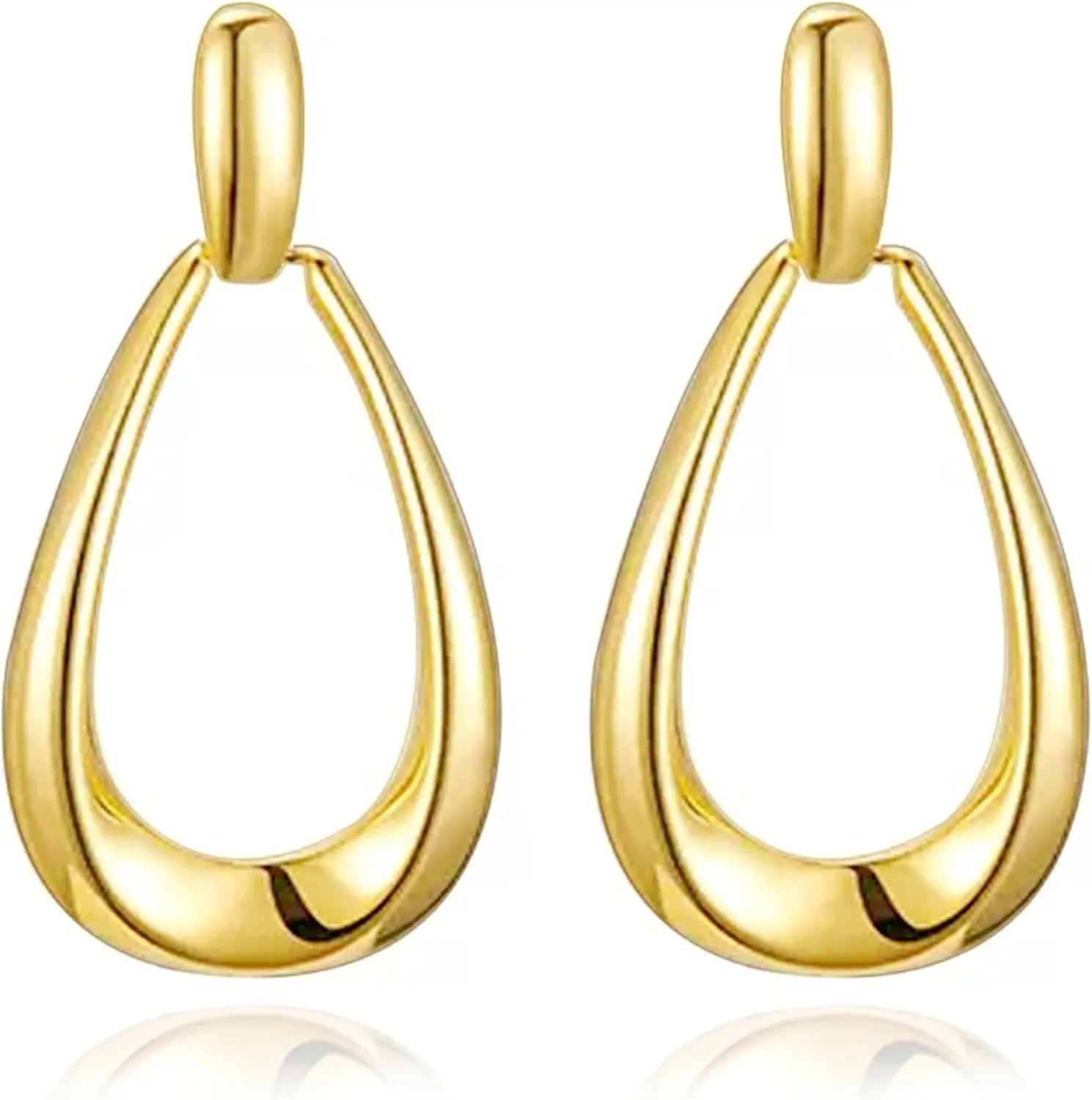 Gold Plated Dangle Earrings for Women Long Teardrop Dangling Statement Trendy Earrings Jewelry for Birthday Party Gift