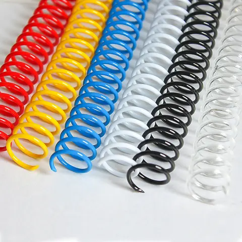 100pcs/Lot Diameter 6/8/10/12mm Plastic PVC Spiral Binding Coil Loose-Leaf 46 Holes Pitch 4:1 Colorful Single Spring for A4 Note