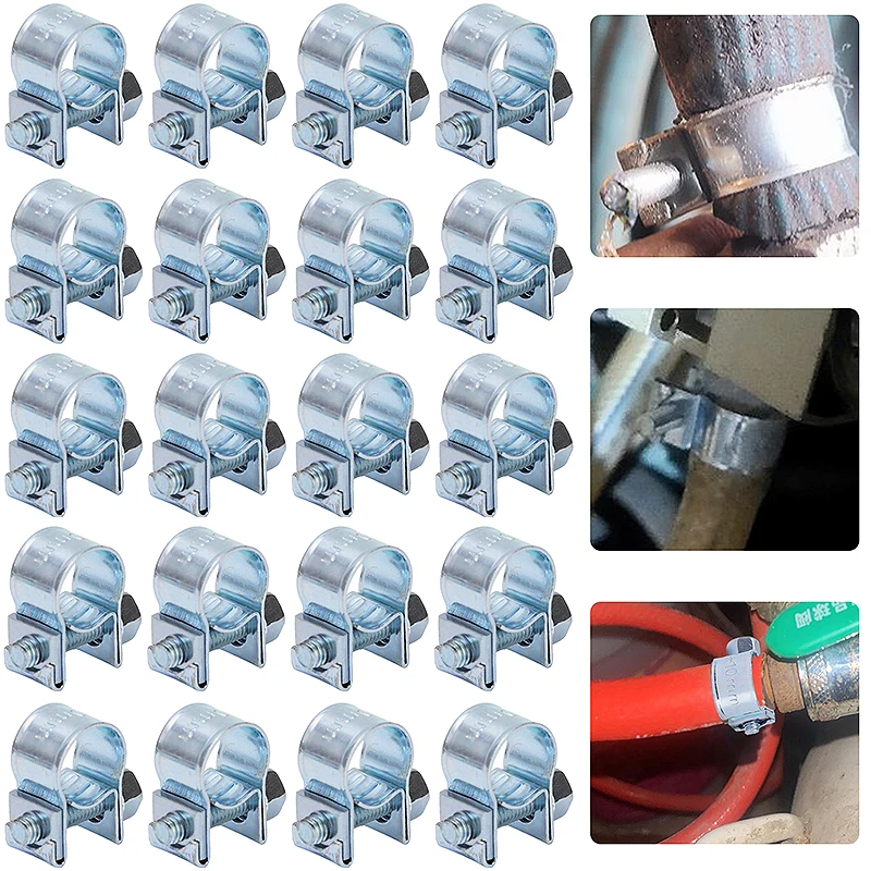 8-10mm Fuel Oil Pipe Clamp Universal Iron Galvanized Car Hose Clamp Fastener Clips Communication Power Mini Rubber Hose Clamp