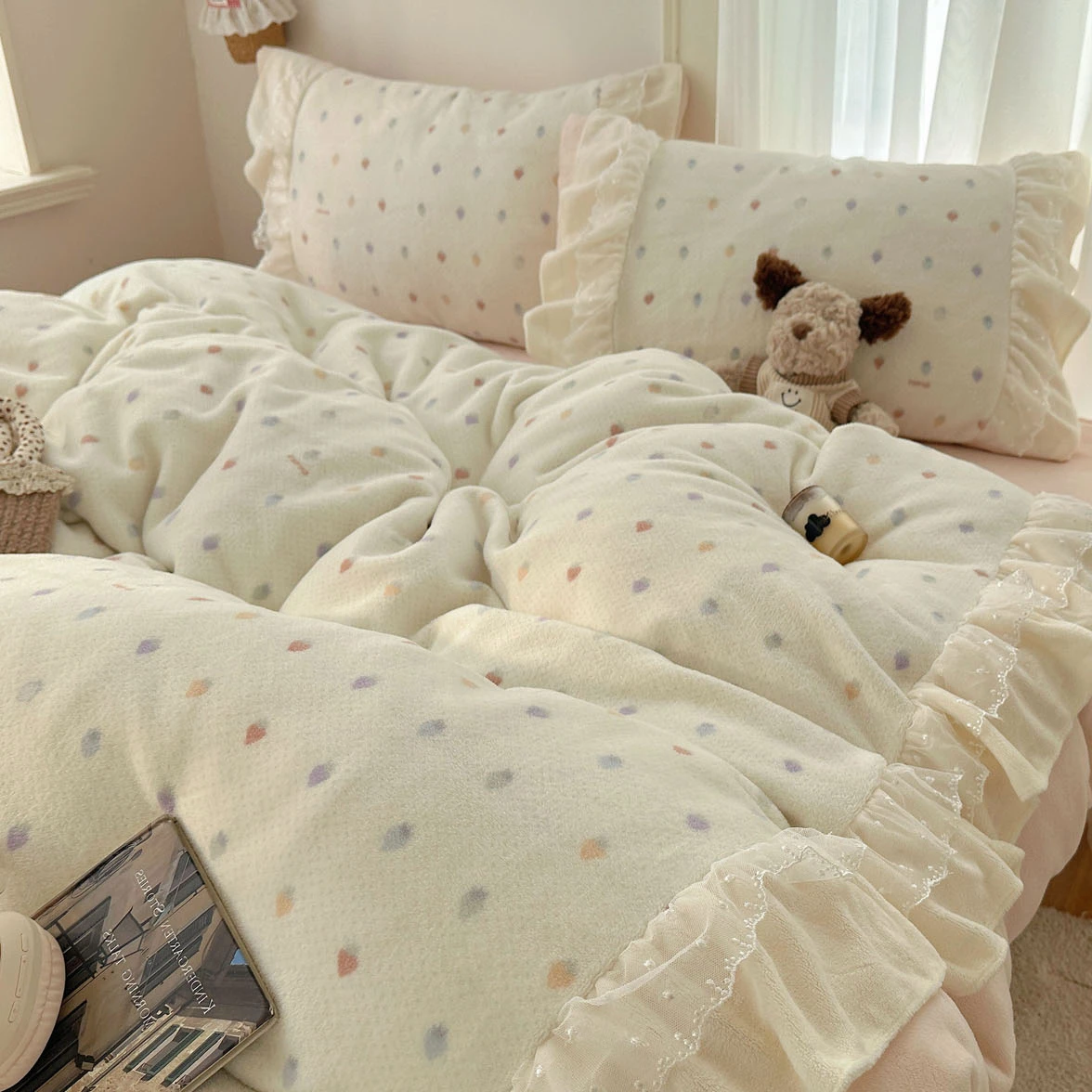 

Комплект постельного белья Huace Sweeerry из теплого молочного вельвета, простой, осенне-зимний, из четырех предметов, универсальный для влюбленных