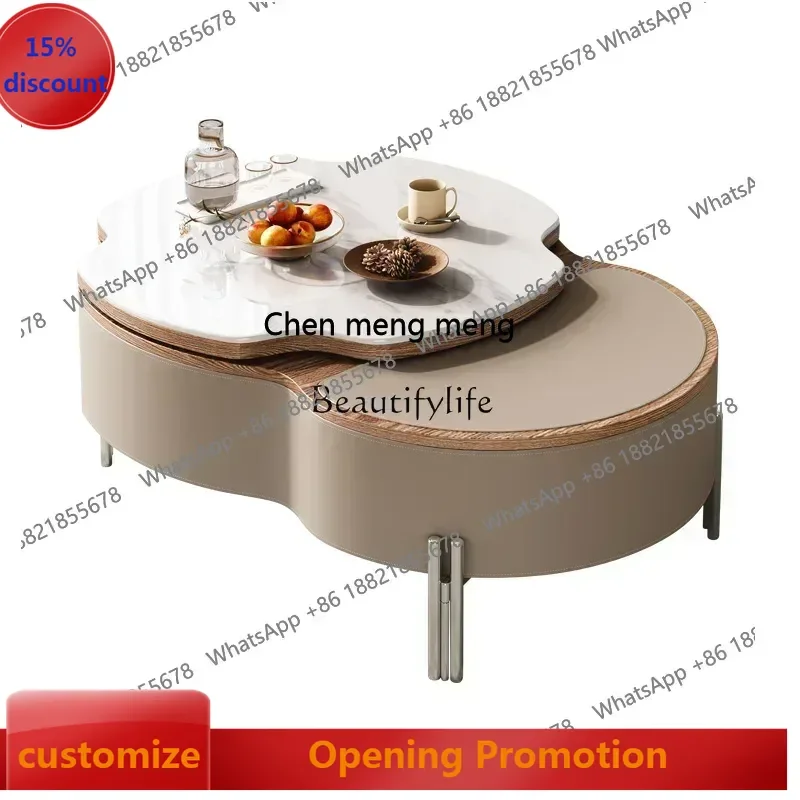 New style  Technology stone lifting coffee table small apartment high-end multi-functional coffee table ss 7304