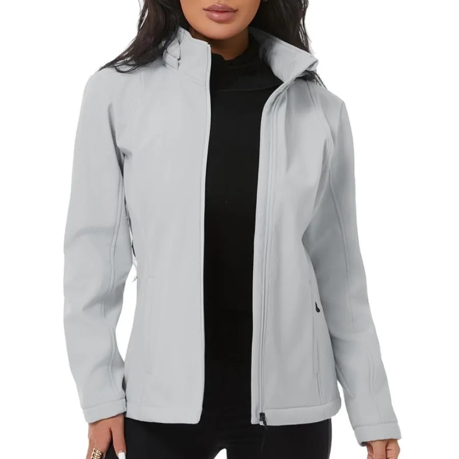 

KVE Women's Waterproof Softshell Jacket with Hood Lightweight Insulated Windproof Spring Coating for Outdoor Hiking
