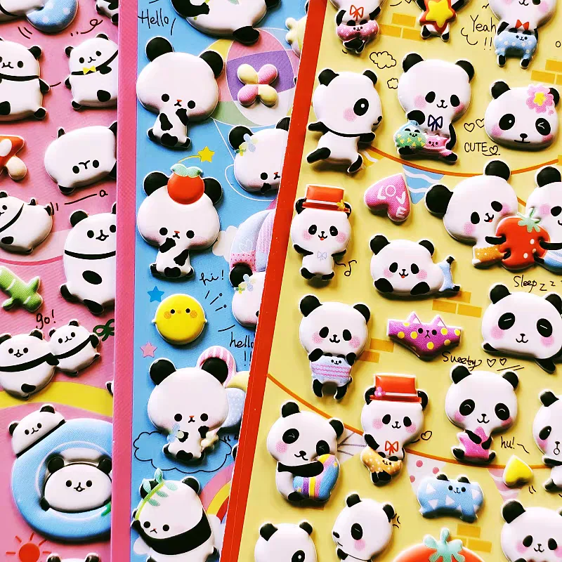 

4 pcs Cartoon Panda Puffy 3D Stickers Scrapbooking DIY Journaling Stationery Diary Cute Stickers School Gift
