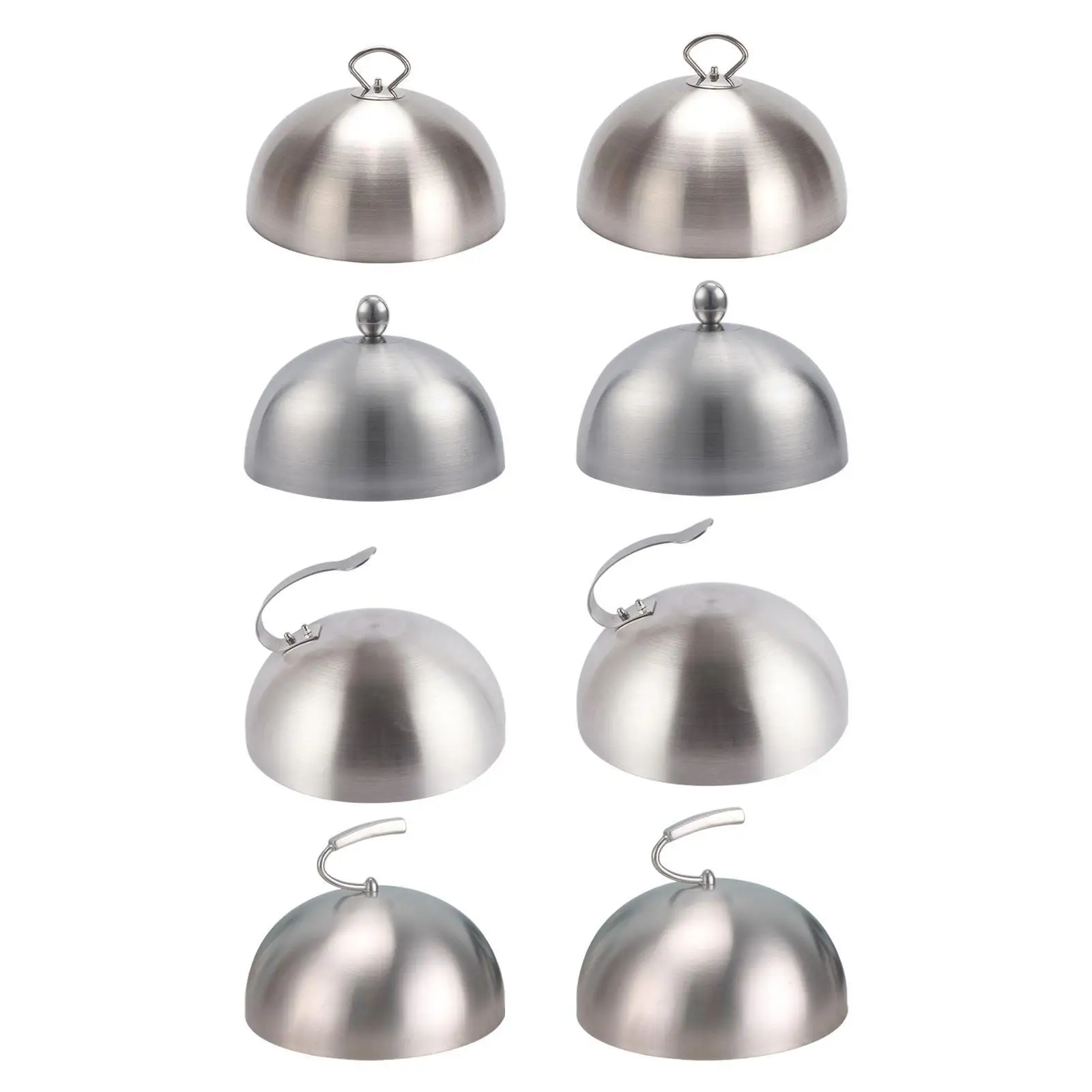 Penutup Pengoles Baja Tahan Karat Universal dengan Pegangan Penutup Debu Piring Penutup Burger Kubah untuk Steak Barbekyu Steak Dapur Memasak