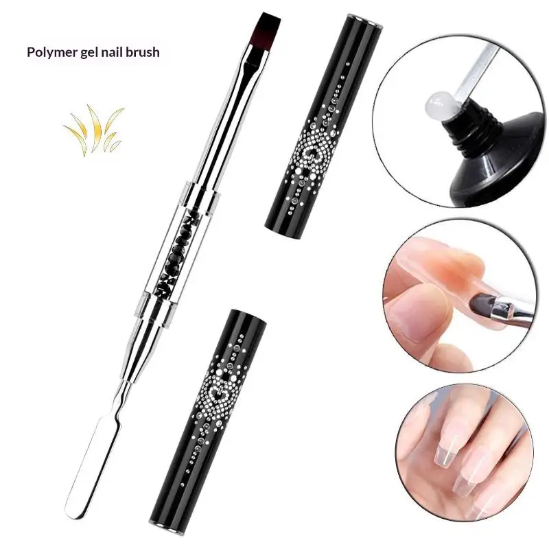 【Double End Stainless Steel Soft Fiber Painting Manicure Brush Crystal Nail Art Brush Nails Painted Liner Brush Makeup Tool】
