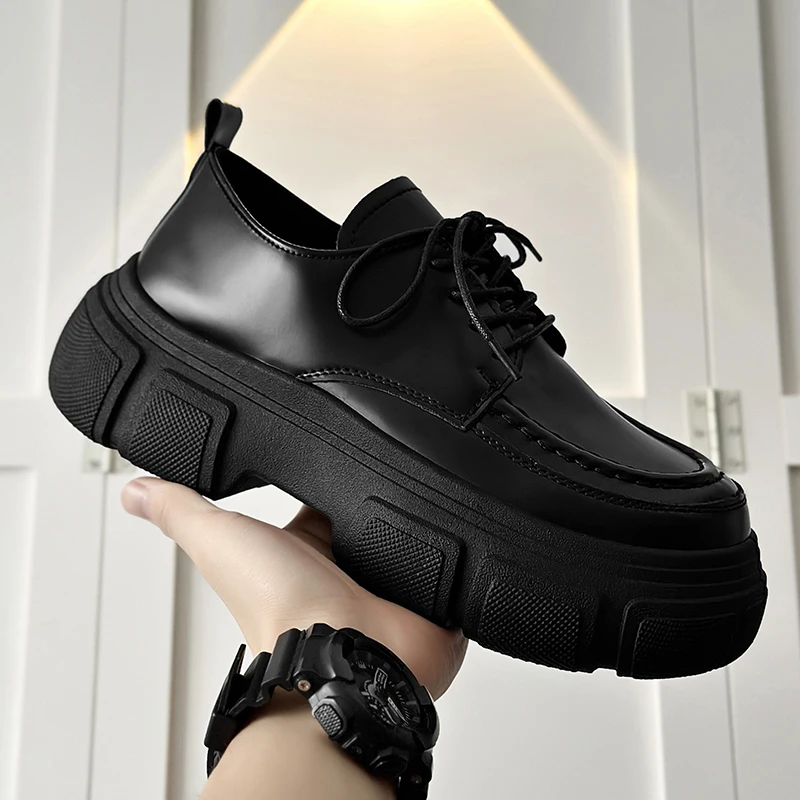 

Туфли мужские кожаные на толстой подошве, Классические деловые классические туфли, на шнуровке, мокасины ручной работы, модная обувь