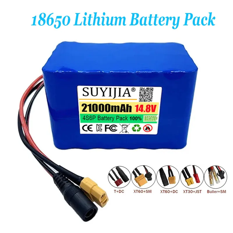 14.8V 21000mAh 4S6P 18650 Rechargeable Lithium-ion Battery with Built-in BMS for Night Fishing Light Heater Backup Battery