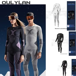 Oulylan Men Women Ski Thermal Underwear Sets Sports Quick Dry Tracksuit Fitness Workout Exercise Tight Shirts Jackets Sport Suit