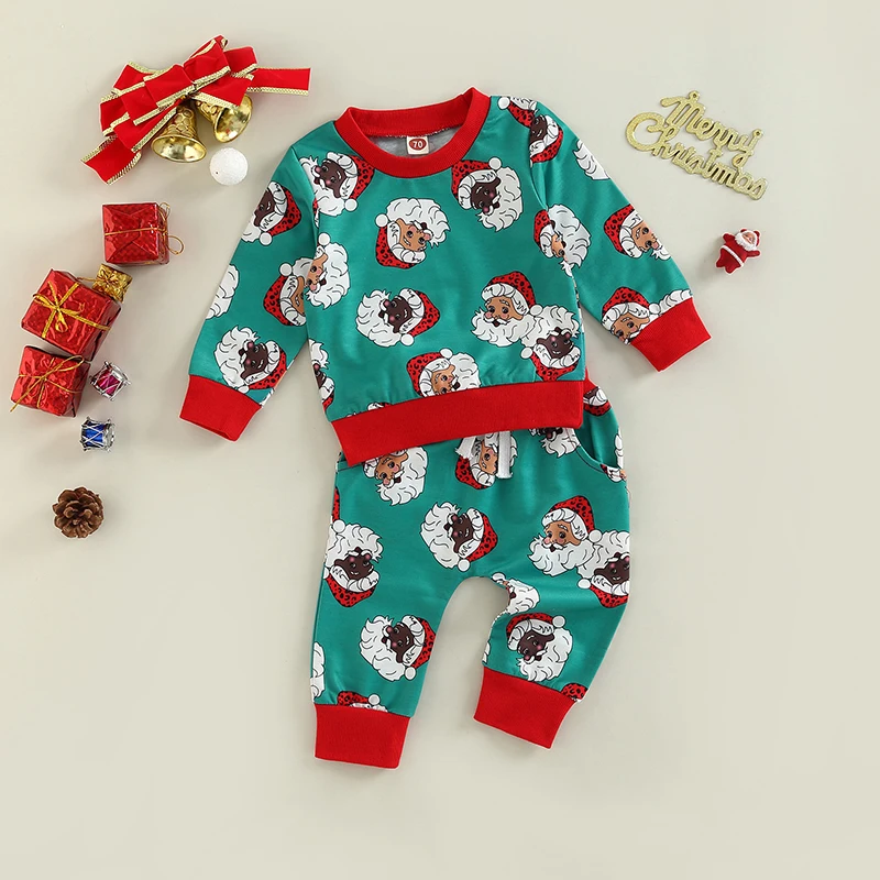 

Toddler Boys Girls Christmas Costume Reindeer Antler Print Crew Neck Sweater Stretchy Waistband Leggings 2 Piece Ensemble