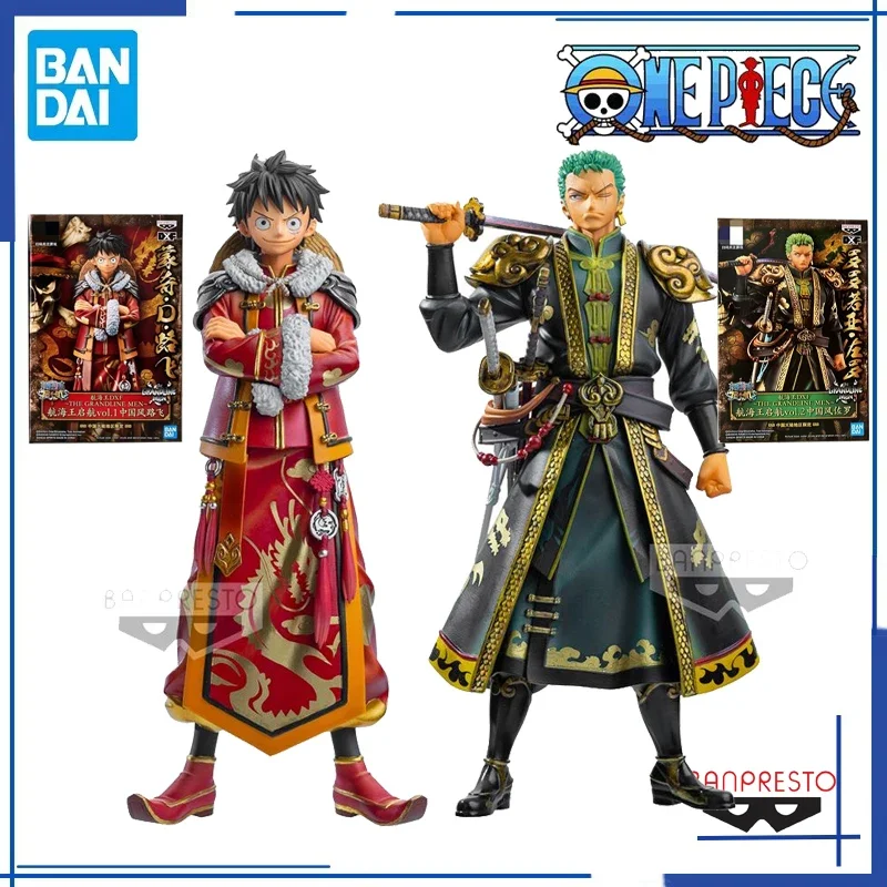 Bandai Original Banpresto Figure One Piece DXF Zoro Luffy Chinese New Year StyleCollection Model Anime Toys Holiday gifts