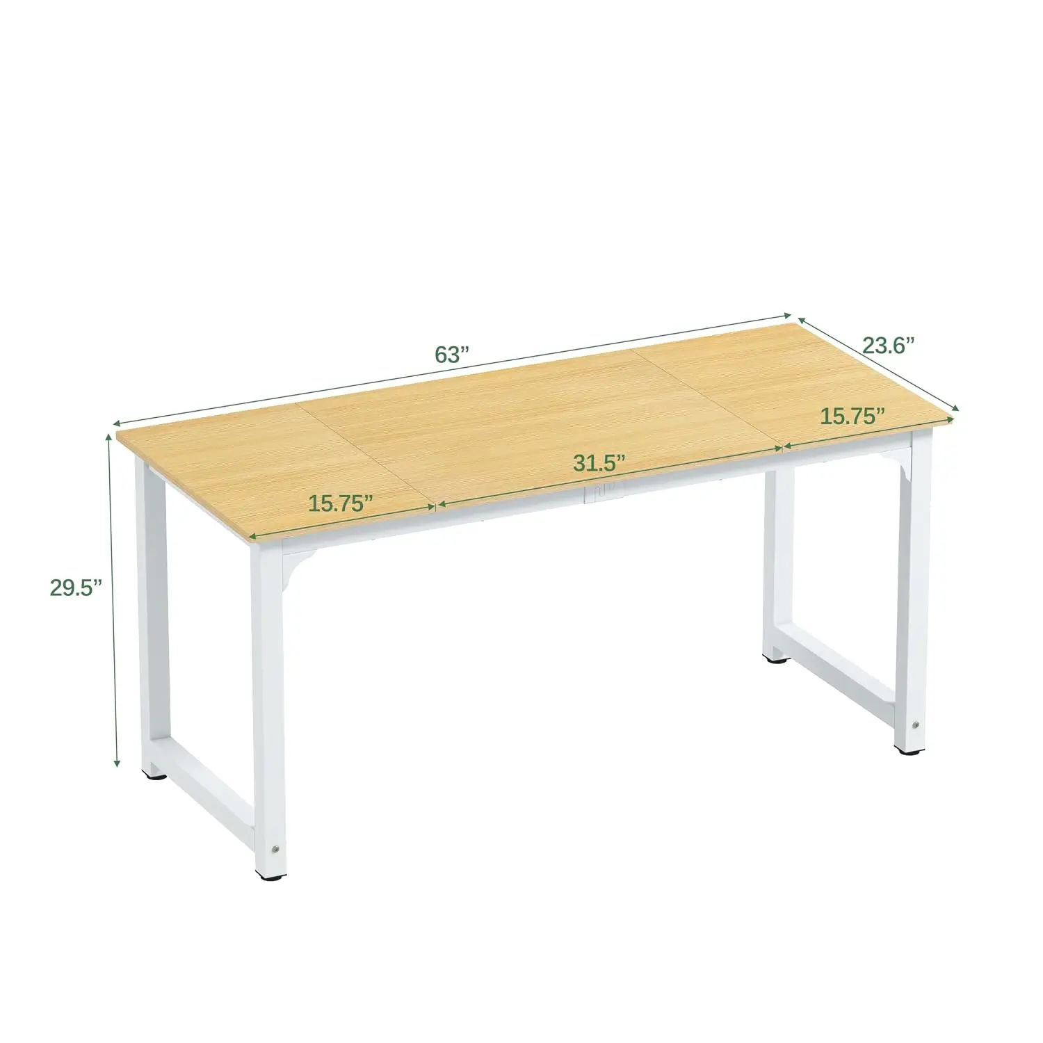Modern Computer Desk 63 Inch Large Office Writing Study Table Wide Metal Sturdy Frame Thicker Steel Legs, Customized