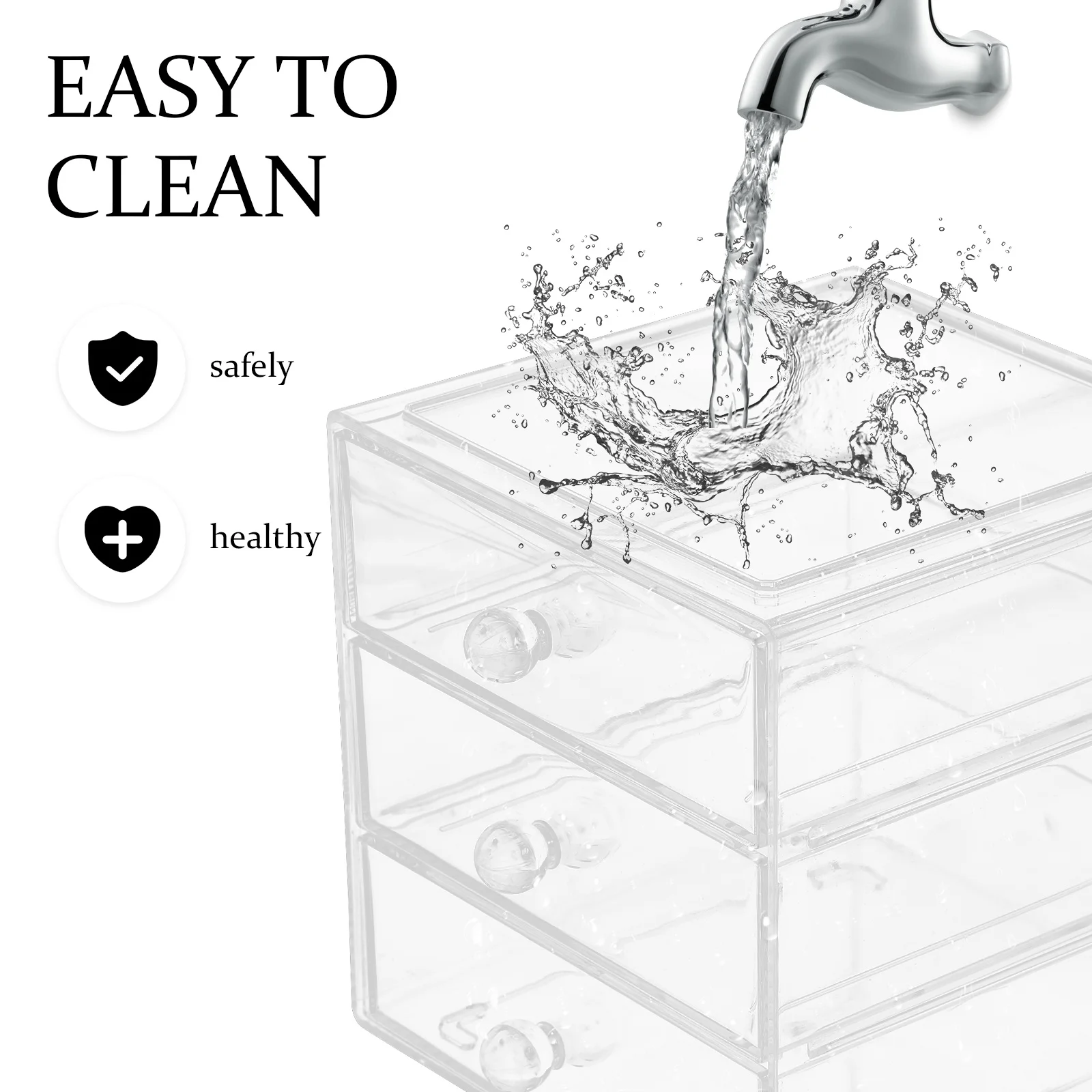 

3 Layer Acrylic Desk Organizer Clear Storage Box for Makeup Lipstick Nail Polish Brush Perfume Essential Oil Skin Care