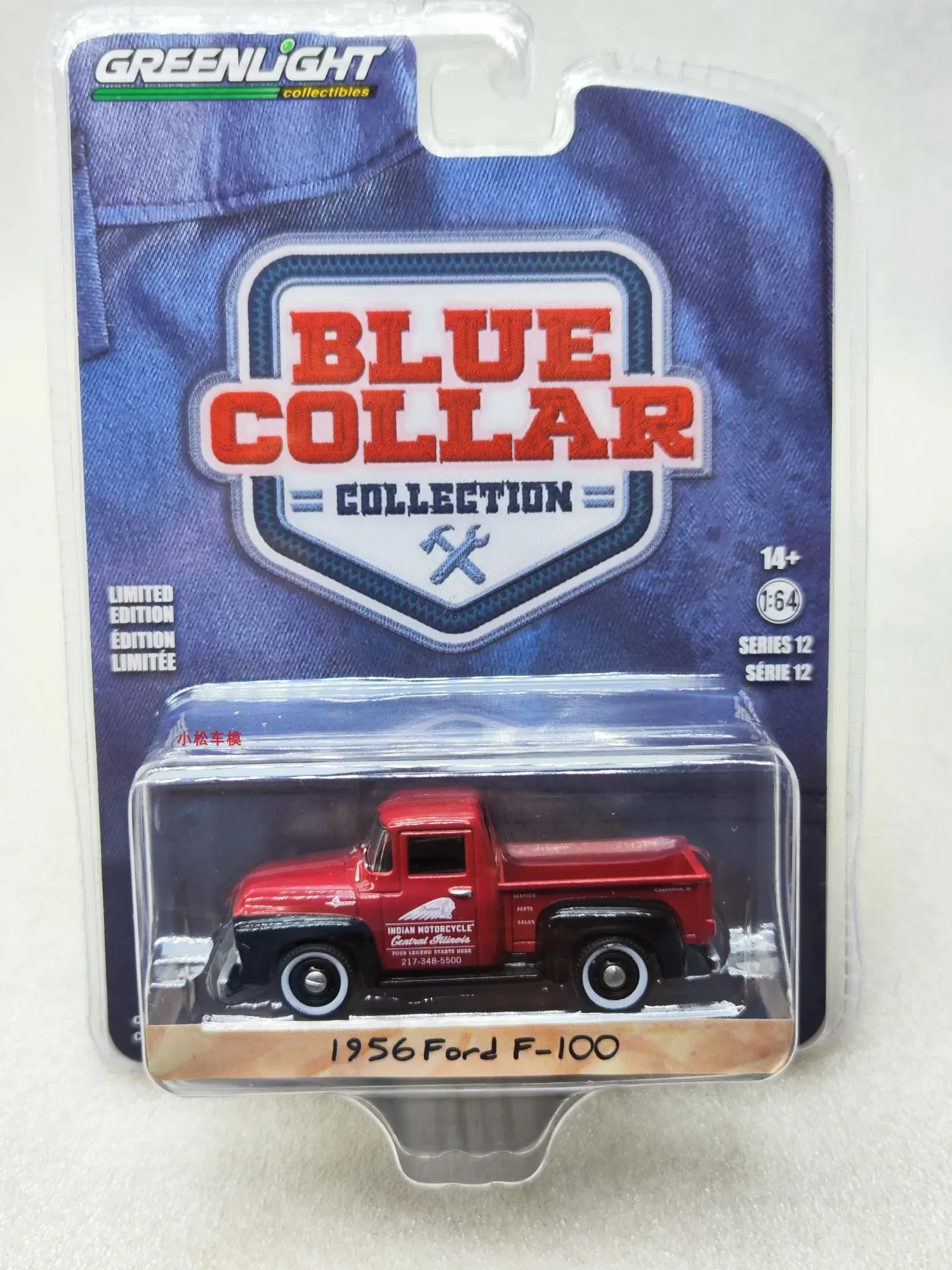 1: 64 1956 Ford F-100- Indian Motorcycle Service Sales Alloy car model collection gift ornaments