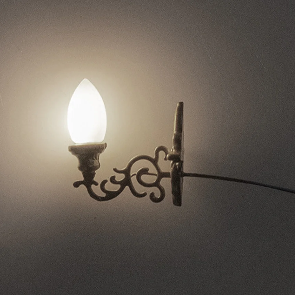 4 Pcs Black Wall Lights Dollhouse Lamp Model Miniature Figurines For Crafts Tiny