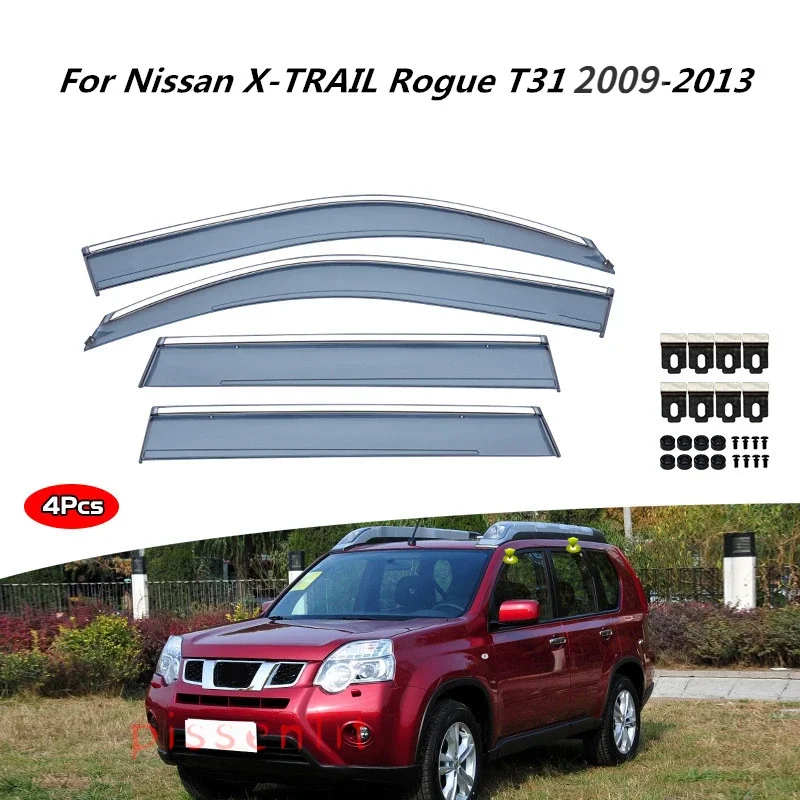 

Для Nissan X-TRAIL Rogue T31 2009-2013 аксессуары для внешнего украшения, защита от дождя для окон, внешняя отделка, хромированные навесы, навесы