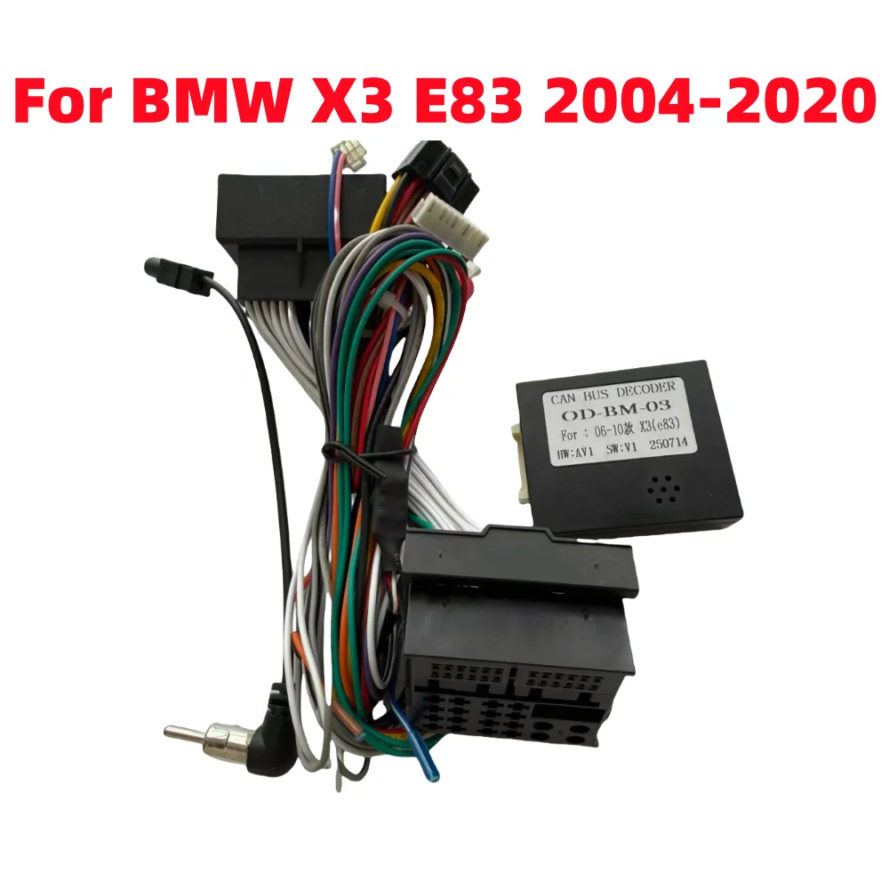 Car Radio Canbus Box Decoder OD-BMW-03 For BMW X3 E83 2004-2020 Android 2 Din GPS Receiver 16 PIN Wiring Harness Power Cable
