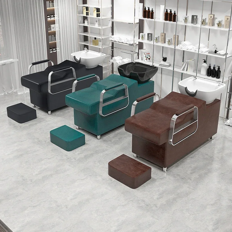 

Hair Sink Shampoo Chair Ergonomics Adjust Artifact Adult Shampoo Chair Big Barber Shop Massageador Furniture QF50SC