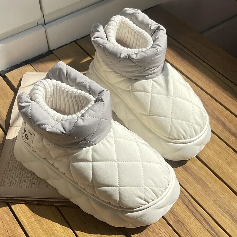 Waterproof Snow Boots 2024 Winter Women Warm Plush Cotton Shoes Thick Bottom Keep Cotton Snow Boots Platform Couple Ankle Boots