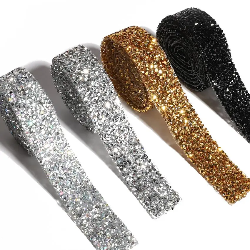 

1Yard 10/15/20/30mm Glitter Rhinestone Chain Tape Trim Resin Crystal Decoration DIY Belt Garment Strass Hotfix Applique Craft