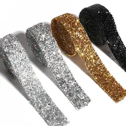 1Yard 10/15/20/30mm Glitter Rhinestone Chain Tape Trim Resin Crystal Decoration DIY Belt Garment Strass Hotfix Applique Craft