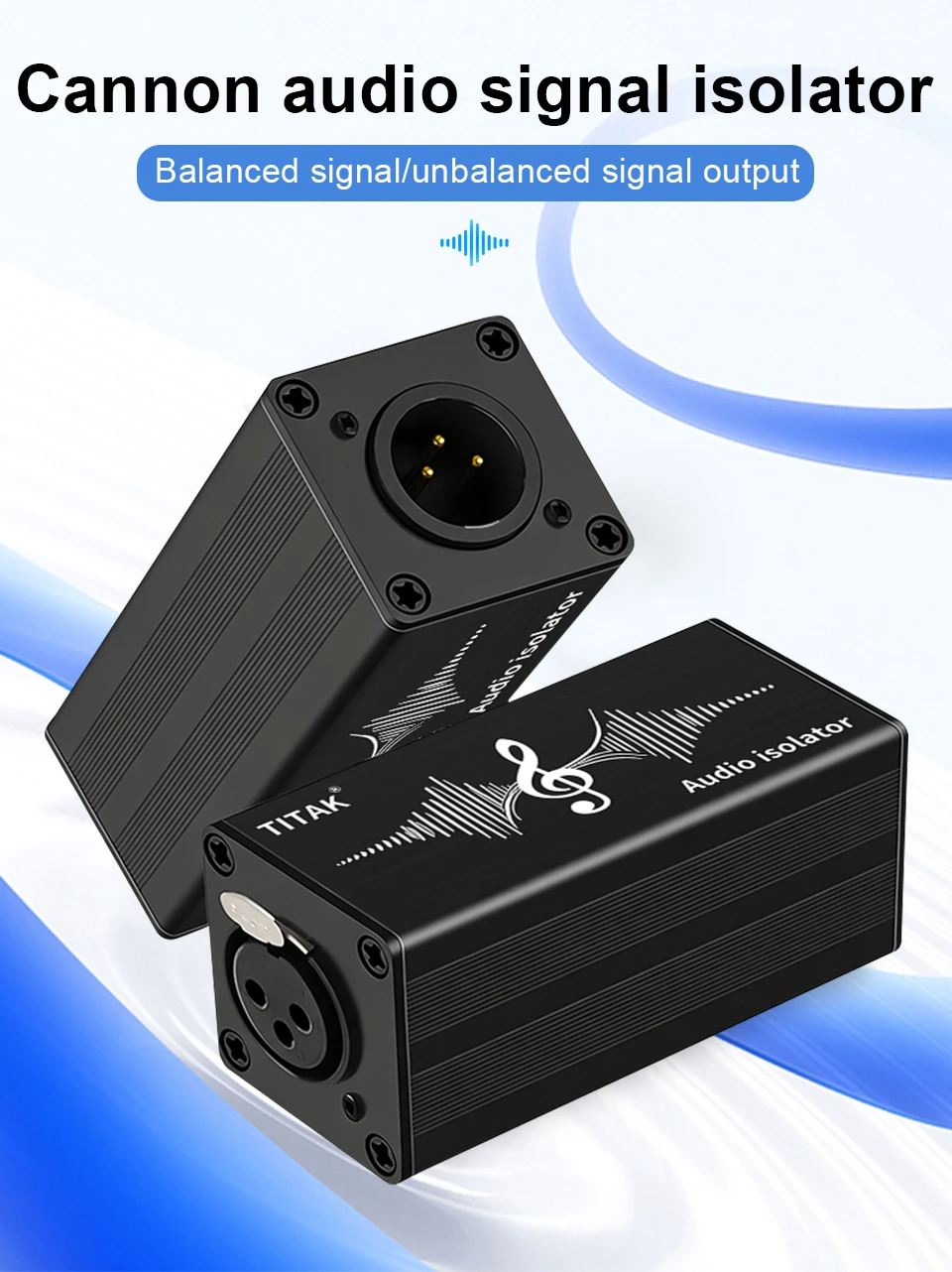 1 Stück TITAK XLR Audio-Erdungsisolator zur Beseitigung von Brummen für Mikrofonmischer, Live-Bühne, Studio-Aufnahmegerät – Detail 1