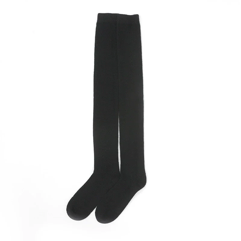 Goat Cashmere Knee-high Socks for Women 2025 Fall Winter Over-the-knee Stockings Solid Warm Girl College Slim Long Wool Socks