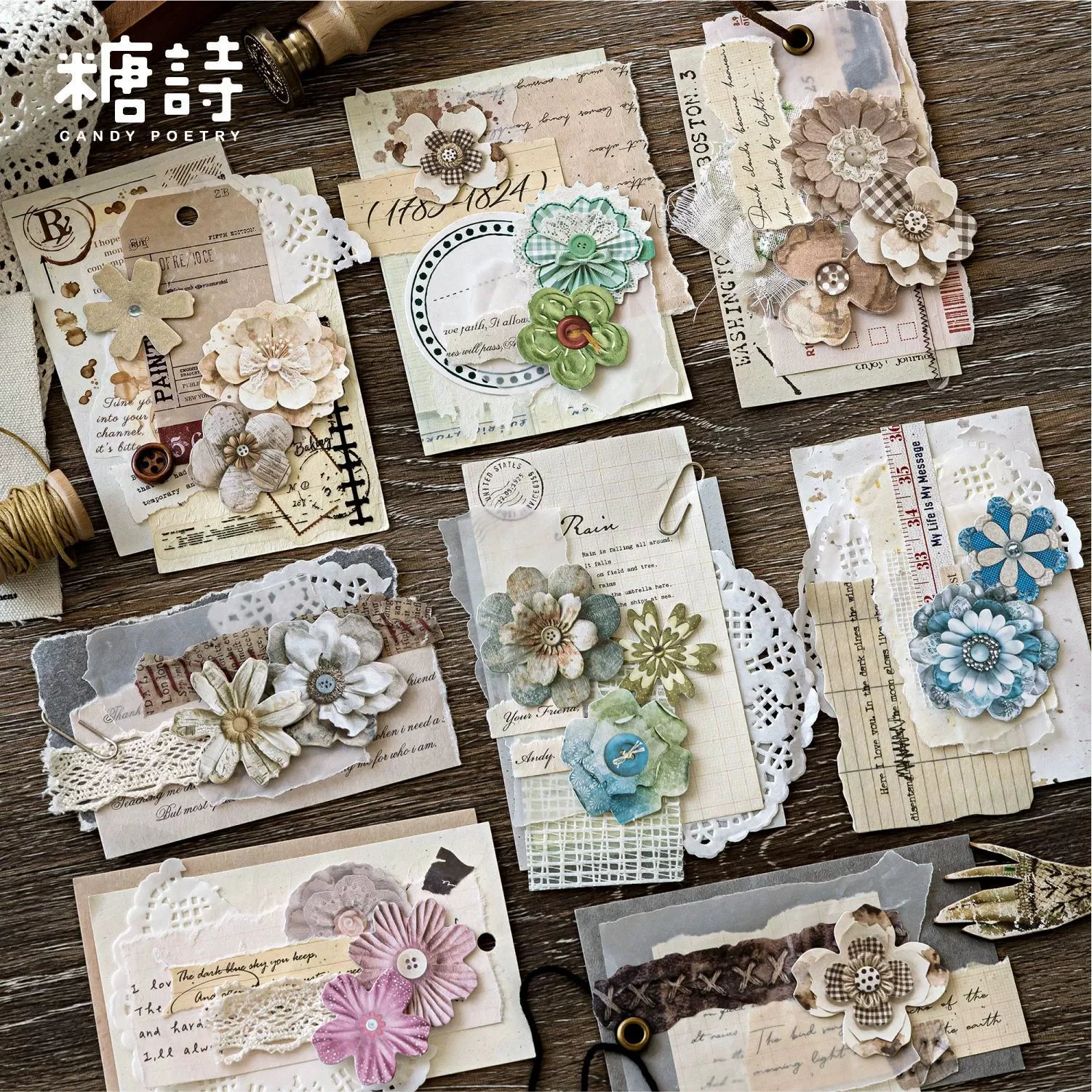 Vintage Floral Die-Cut Stickers 50 Pieces Per Pack, Retro Flower Decals For DIY Junk Journal Scrapbook Album Decor
