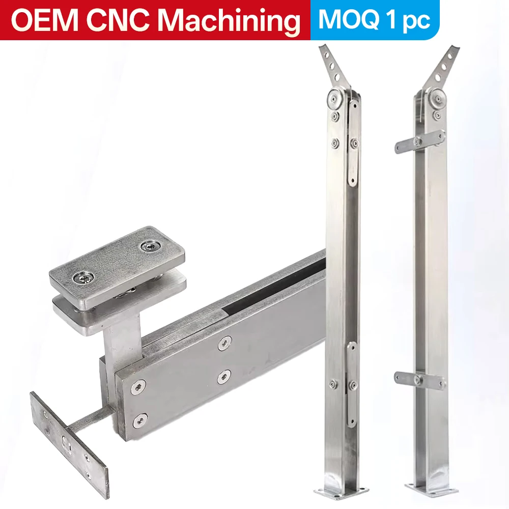 Custom Balcony Staircase Stainless Steel Railing Hardware Handrail Accessories Glass Balustrade Posts Hardware CNC Machined Part