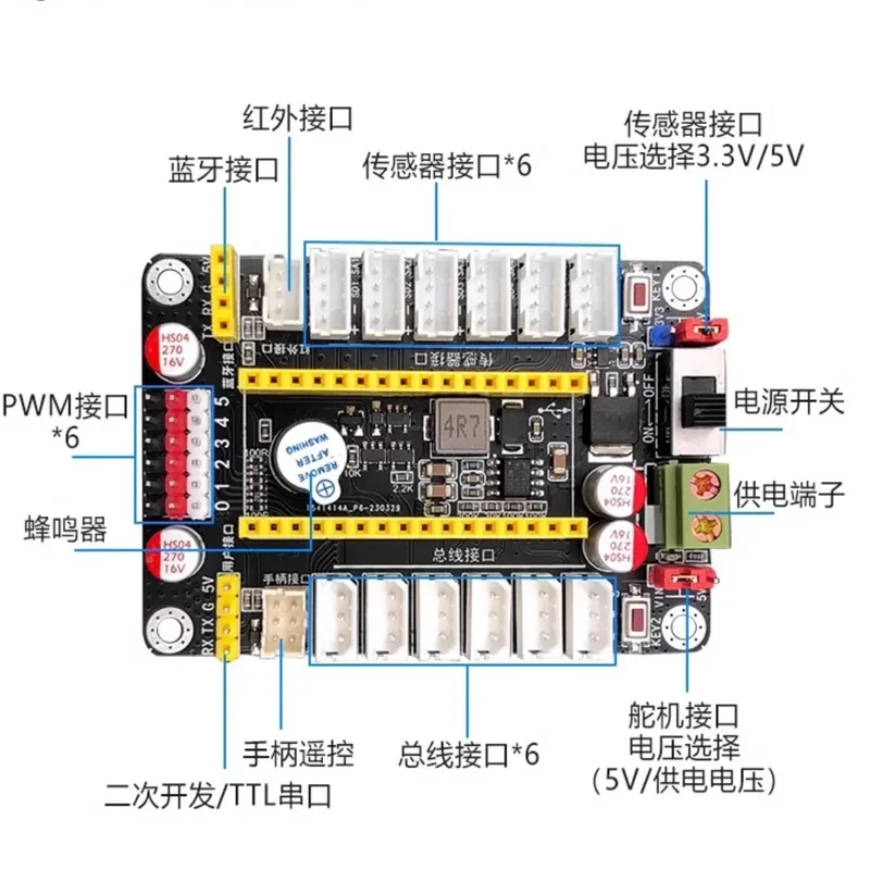 Open source 6-way servo controller board 51/stm32/programmable microcontroller board robotic arm machine
