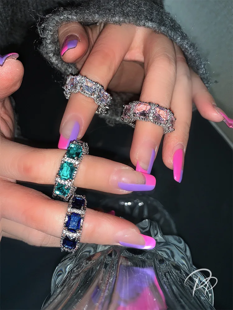 Statement Colorful Moissanite Zircon Ring 925 Sterling silver Party Wedding band Rings for Women Engagement Jewelry Gift