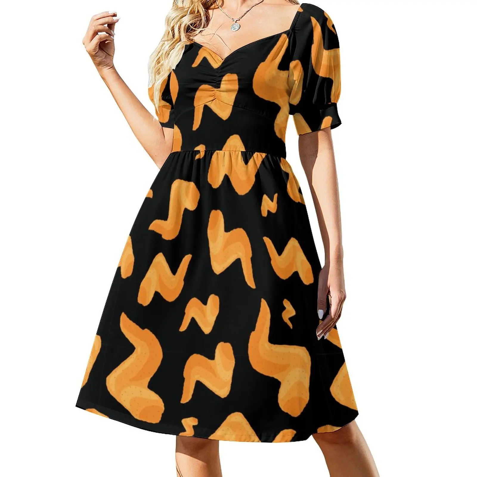 

Fried Chicken Legs Pattern Dress Sexy V Neck Festival Dresses Women Korean Fashion Custom Oversized Casual Dress Gift Idea