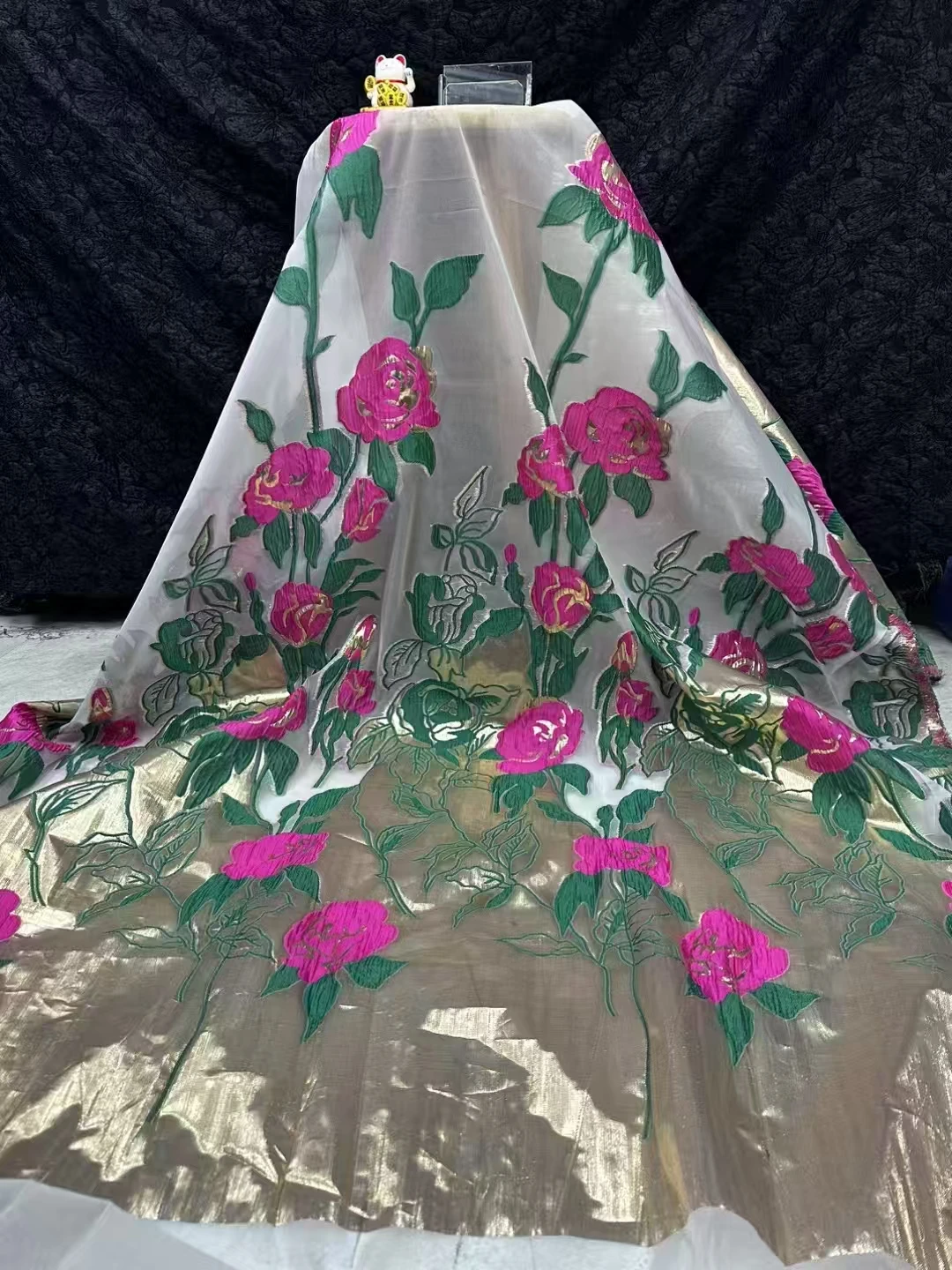 Neues Design, afrikanischer Jacquard-Spitzenstoff, 2025, hochwertiger französischer nigerianischer Brokat-Jacquard-Spitzenstoff für Hochzeitskleider, zum Nähen