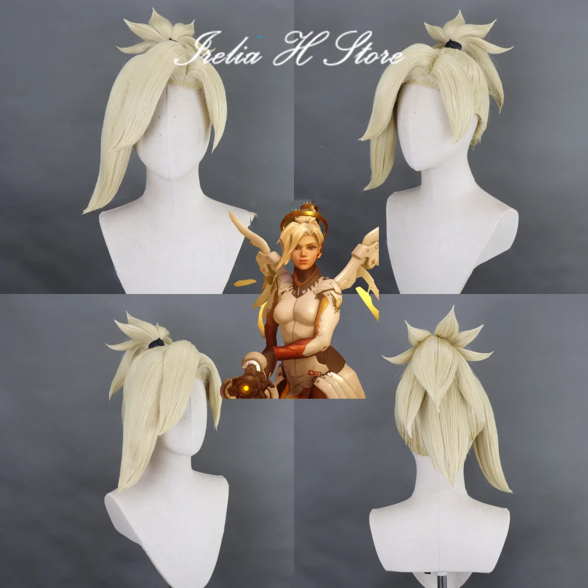 

Irelia H Store OW Mercy's wig Cosplay wig Angela Ziegler pre styled wig