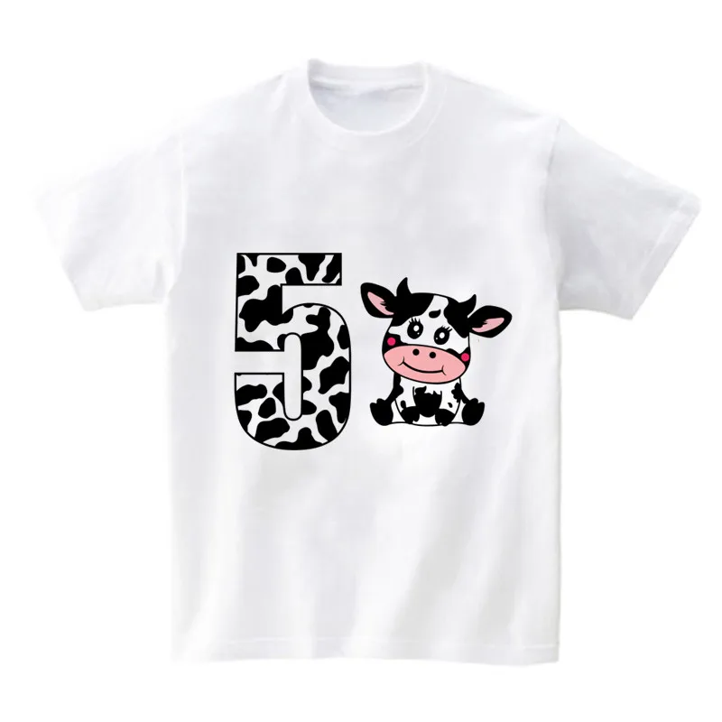 Baby Cow Birthday Party T Shirt rodzina strój pasujące ubrania wakacje wygląd ojciec matka dzieci Shits pierwsze urodziny Shirt