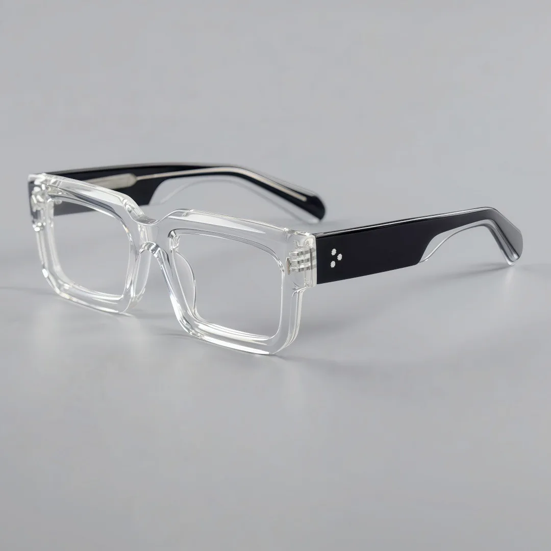 

Acetate Optical Glasses Thick Frame Men Black Square Eyewear Fashion Non-Prescription Eyeglasses for Man Good Quality Eyewear