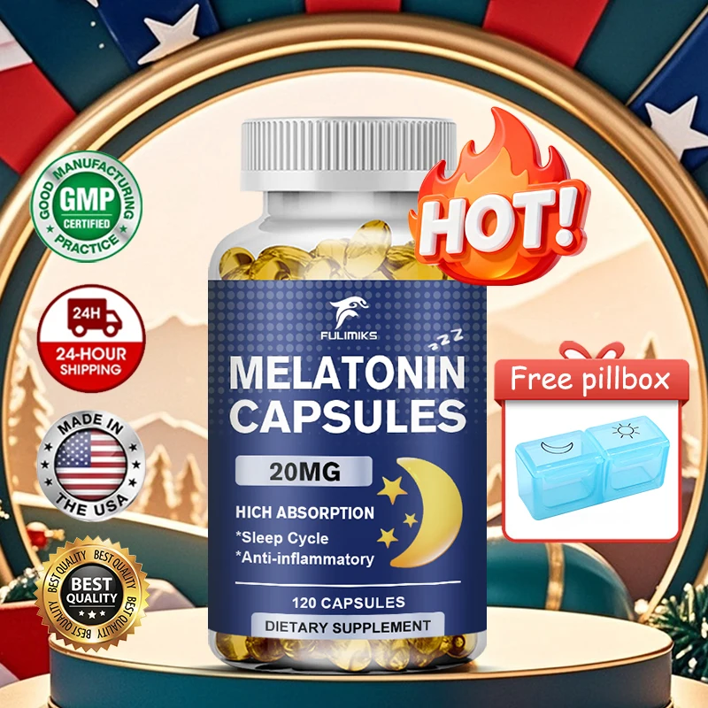 

Melatonin Capsules, Reduces Stress, Improve Mood, Improve Sleep Quality, Fall Asleep Faster, Increase Energy, Regulate Rhythm