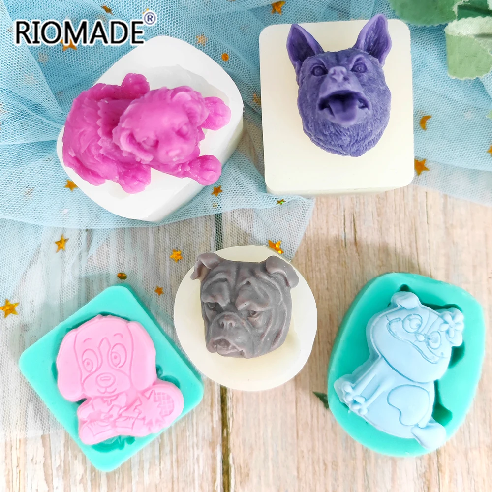 Cute Dog Shape Silicone Mold Bully Dog Bulldog Animal Styles Fondant Cake Decorating Tools Dessert Sugar Crafts Chocolate Mould