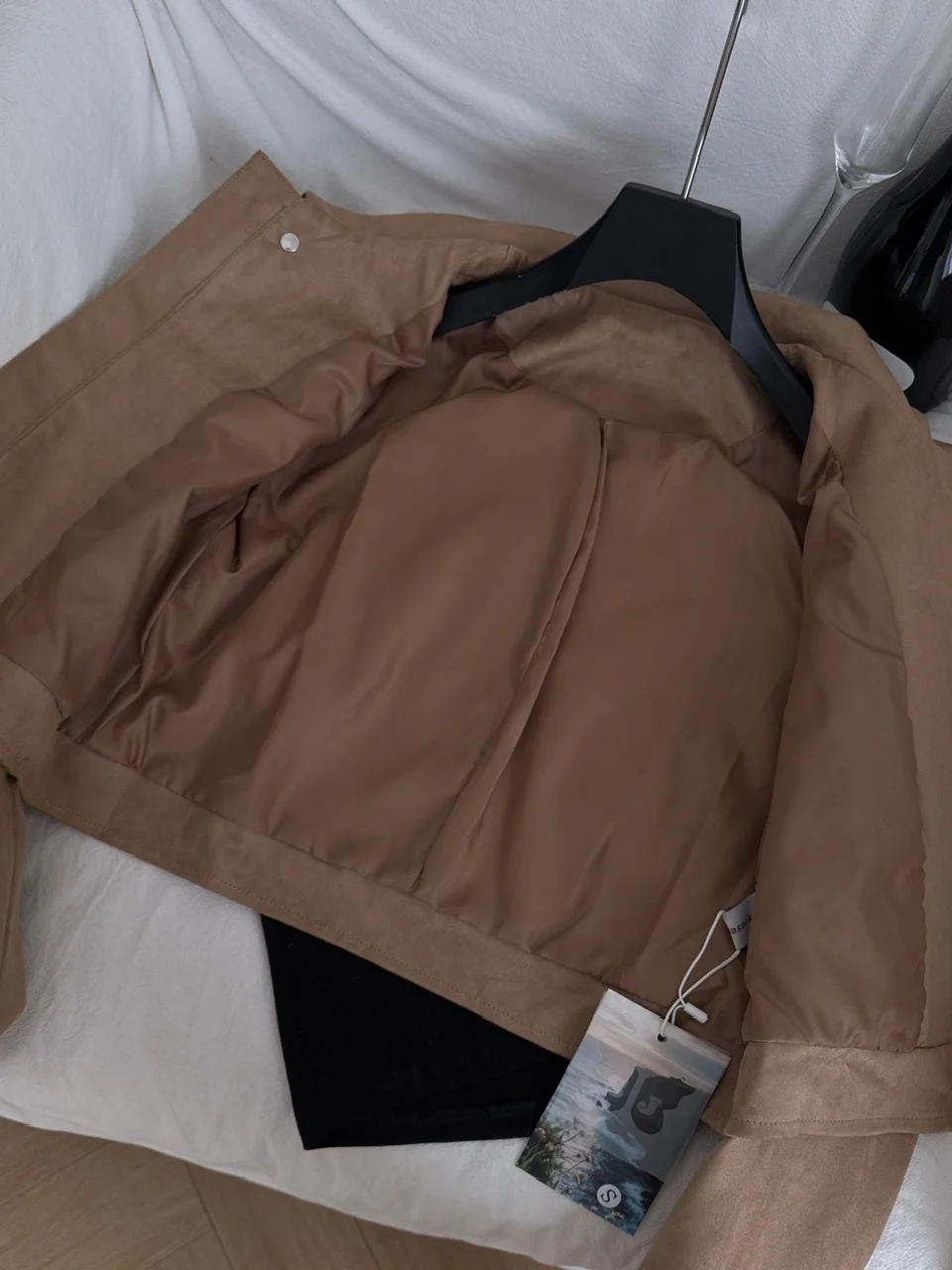 معطف نسائي من جلد الغزال Jaet ort كاجوال Sle كوري أنيق أوائل الخريف وخفيف الوزن وأنيق بأزرار للإغلاق