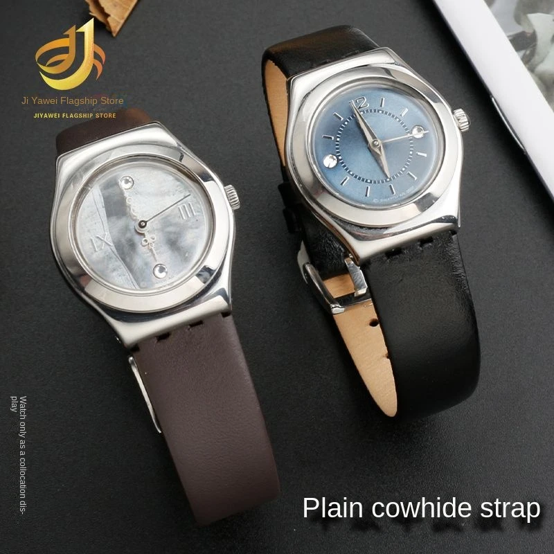 For Swatch YSS317G LK292G/YSS317/LP131 Women\'s genuine leather watch bracelet small silk strap cowhide strap watchband 12mm