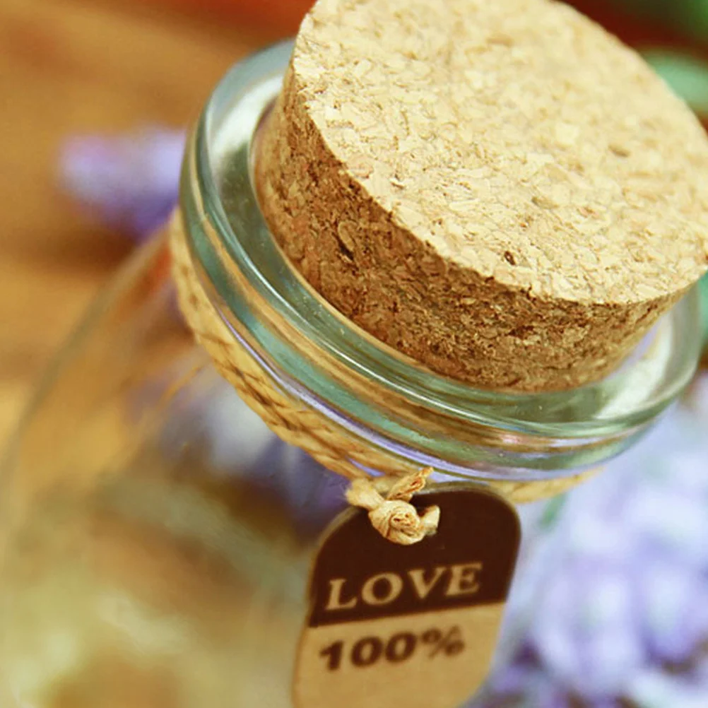

10Pcs Glass Favor Jars 100ml with Cork Lid DIY Wishing Bottles Wedding Miniature Vases Spice Storage Bottles Label Tags