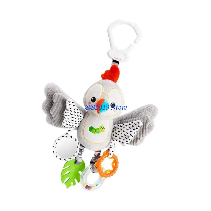 Q0KB كارتون قطيفة على شكل حيوان سرير أطفال متنقل مهدئ لعبة شخشيخة ملحق لغرفة الحضانة #4