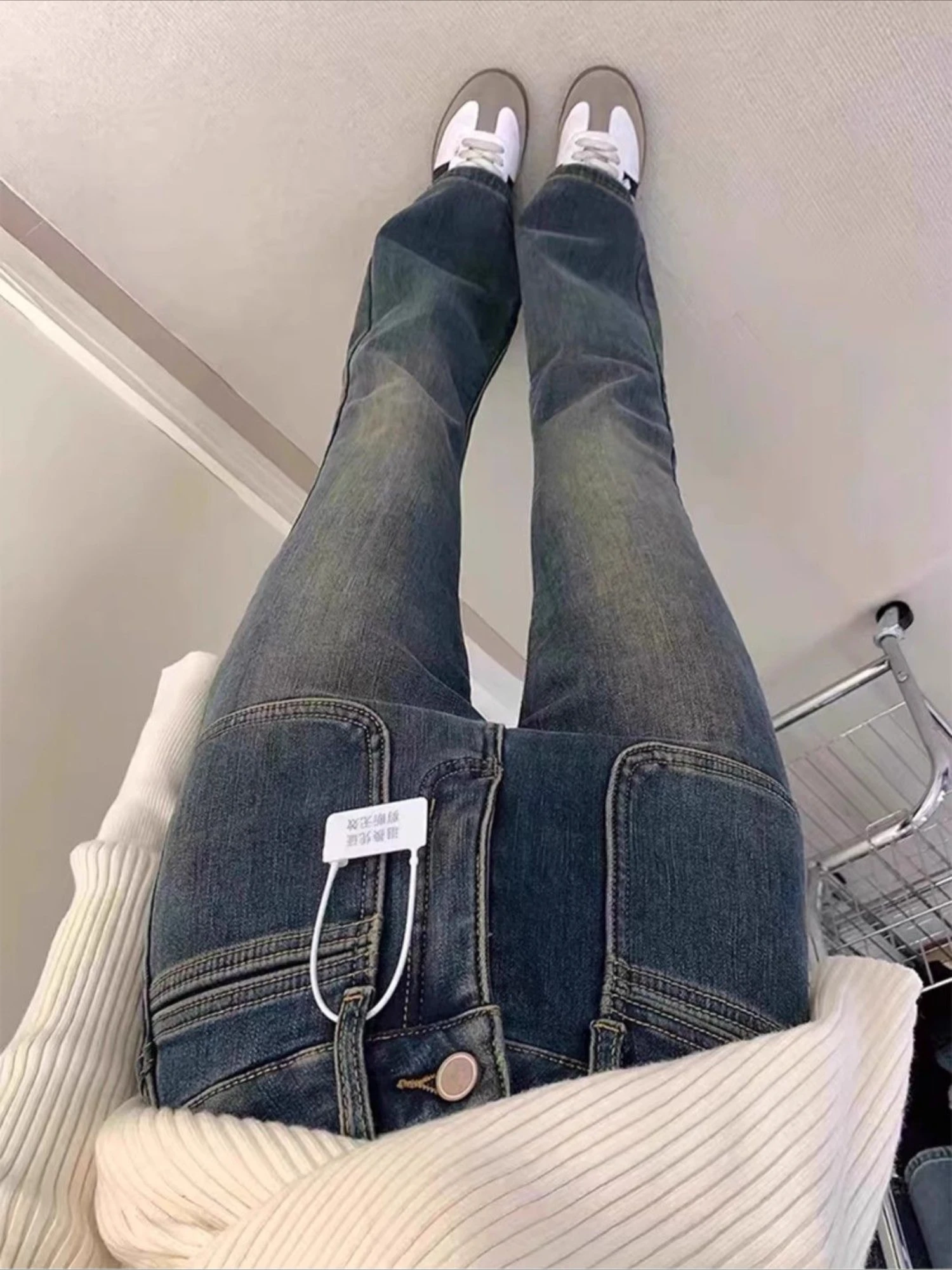 Jean Évasé en Denim pour Femme, Taille Haute, Rétro, Astronomique, Mode Harajuku, Étiré, Jambes Larges, FJM