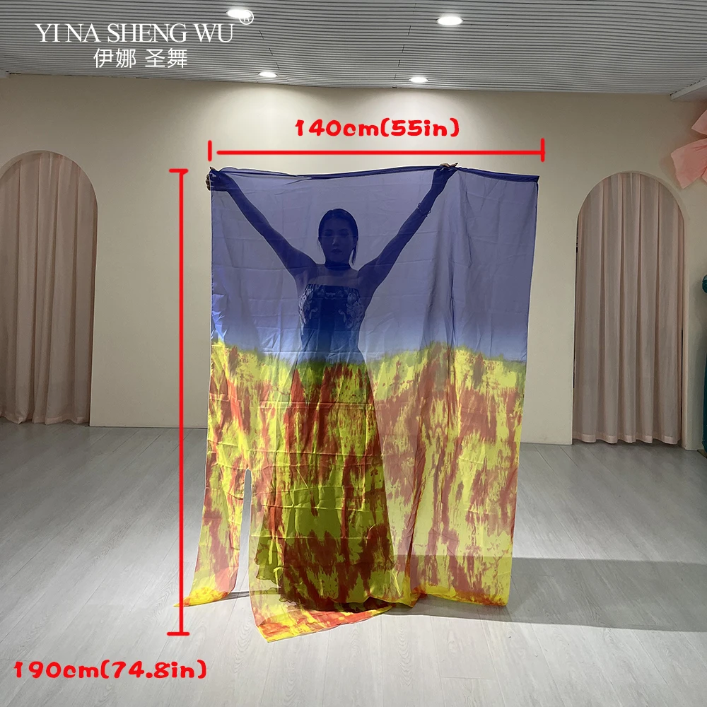 190*140cm Belly Dance Accessories Flags Gradient Color Flag For Adult Stage Performance Practice Props Praise Dance