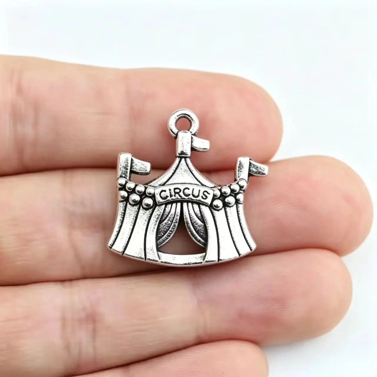 Newest 10Pieces 21*23mm Mixed Alloy Antique Silver Color Comedy Circus Charms Keychain Pendant For DIY Jewelry Making view 4