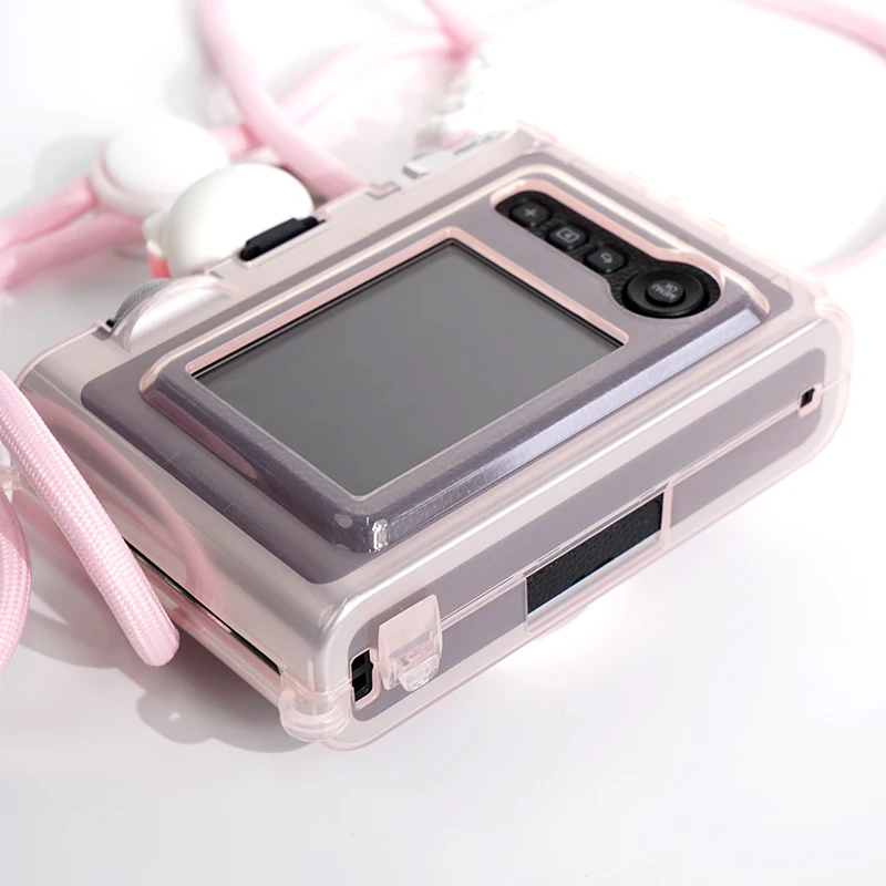 Clear Protective Case Set for Fujifilm Instax Mini Evo Transparent PVC Cover With Adjustable Braided Shoulder Strap Accessories