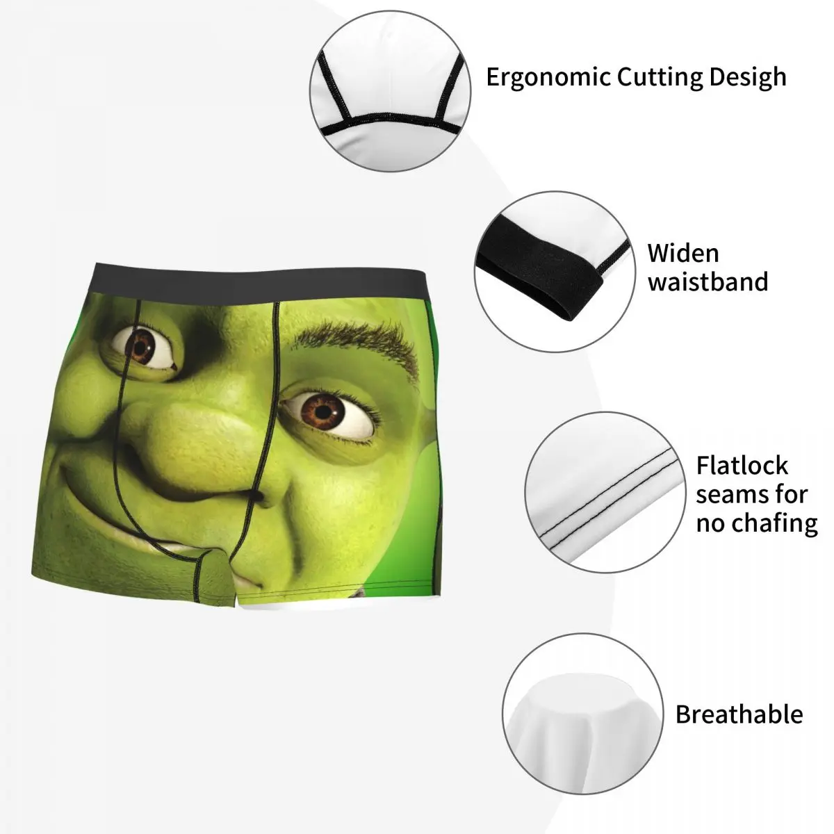 Custom Male Cool Shreks Head Underwear Boxer Briefs Soft Shorts Panties Underpants