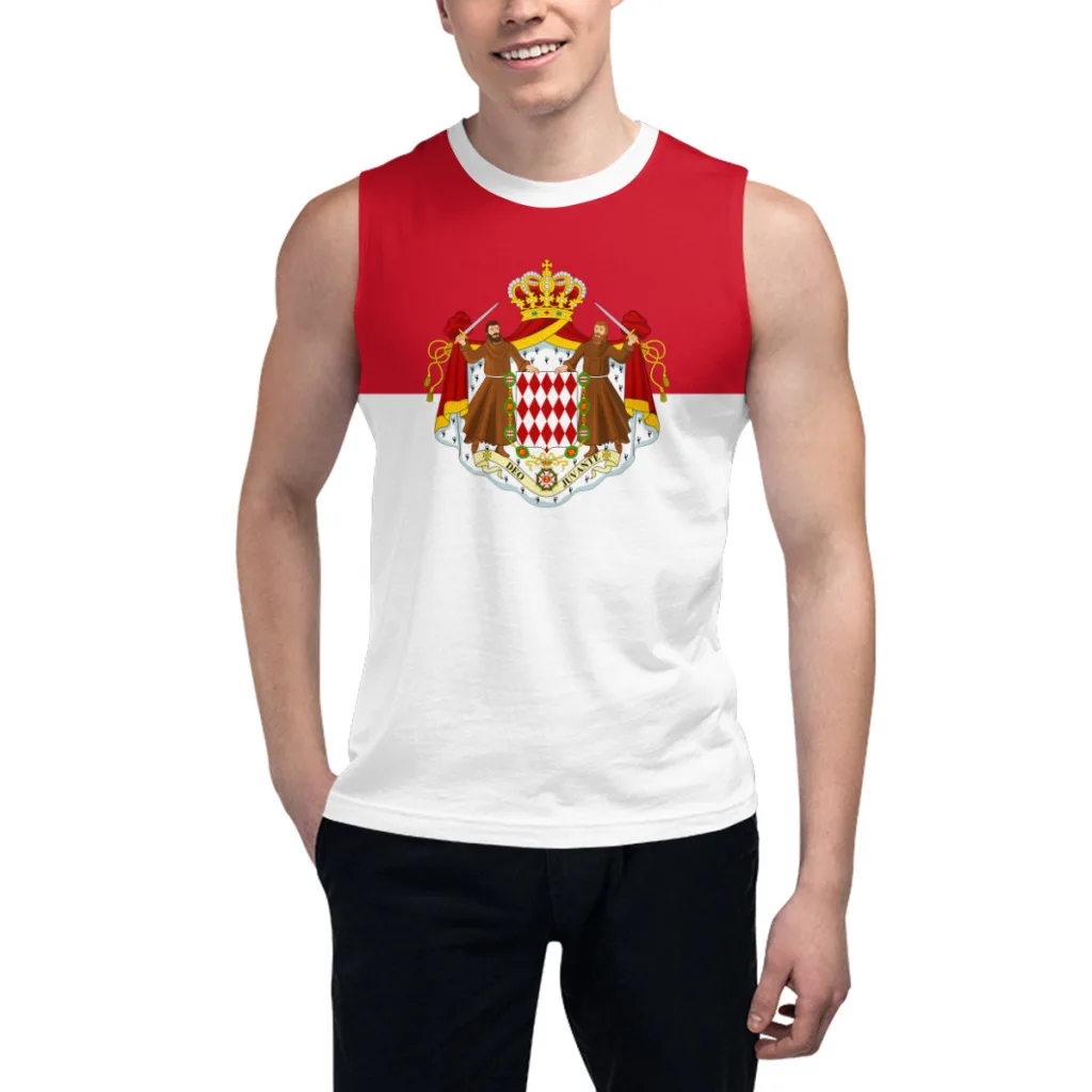 

Футболка без рукавов с флагом Монако, 3D мужская футболка для мальчиков, спортивные майки, майки для фитнеса, баскетбольный тренировочный жилет